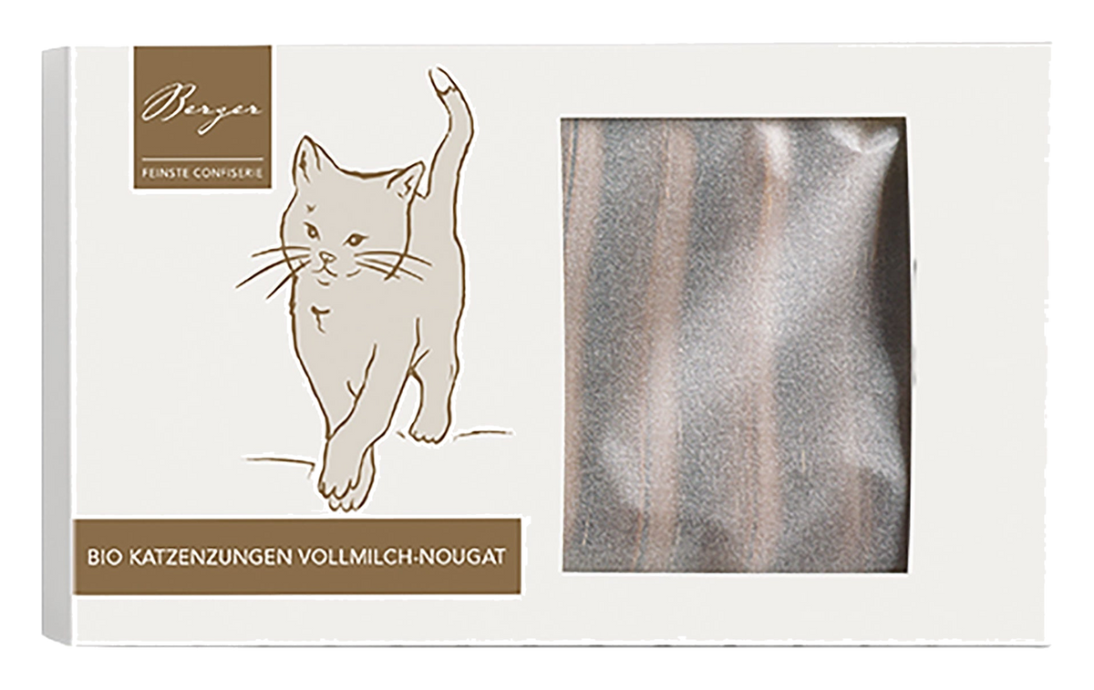 Bio Vollmilch Katzenzungen mit Nougat gefüllt – Berger Confiserie