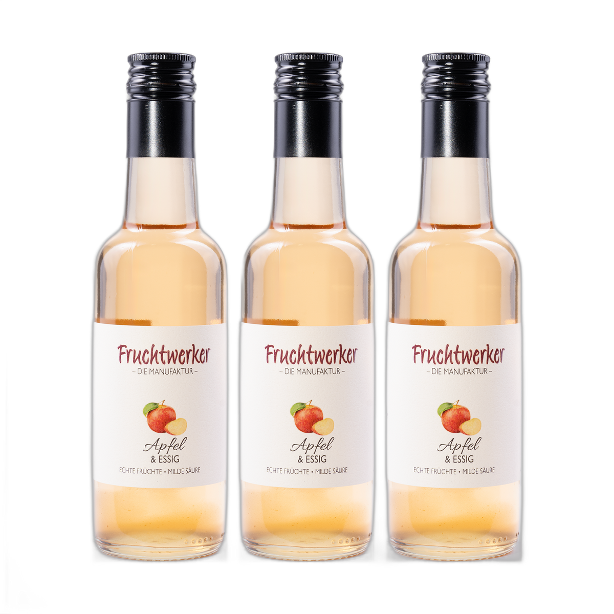 Apfel & Essig von Fruchtwerker – 3er-Set, 3 × 250 ml