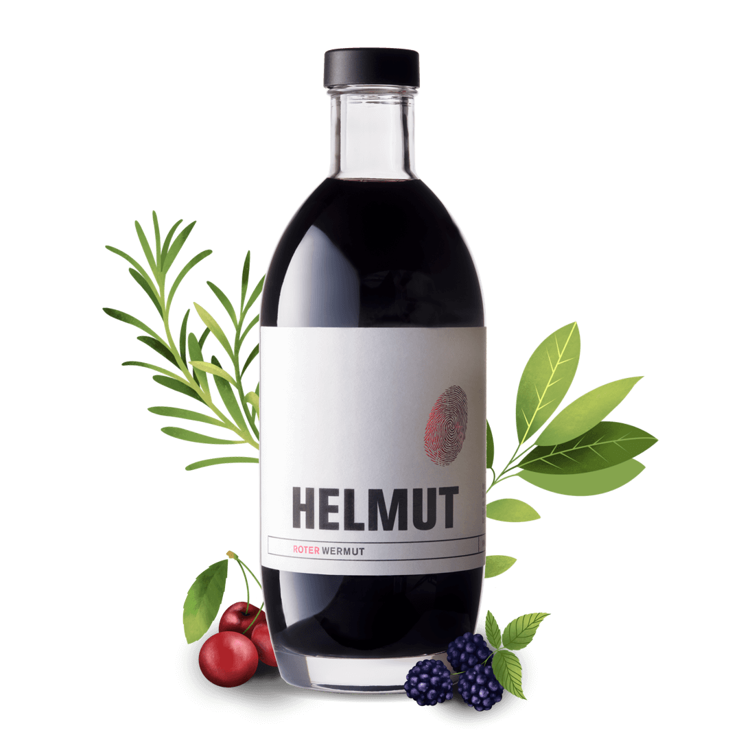Helmut der Rote Wermut mit Kirschen und Kräutern