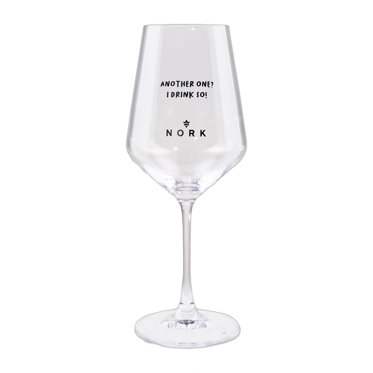 NORK Spritzglas – Stielglas mit Logo und Spruch, 34,7 cl