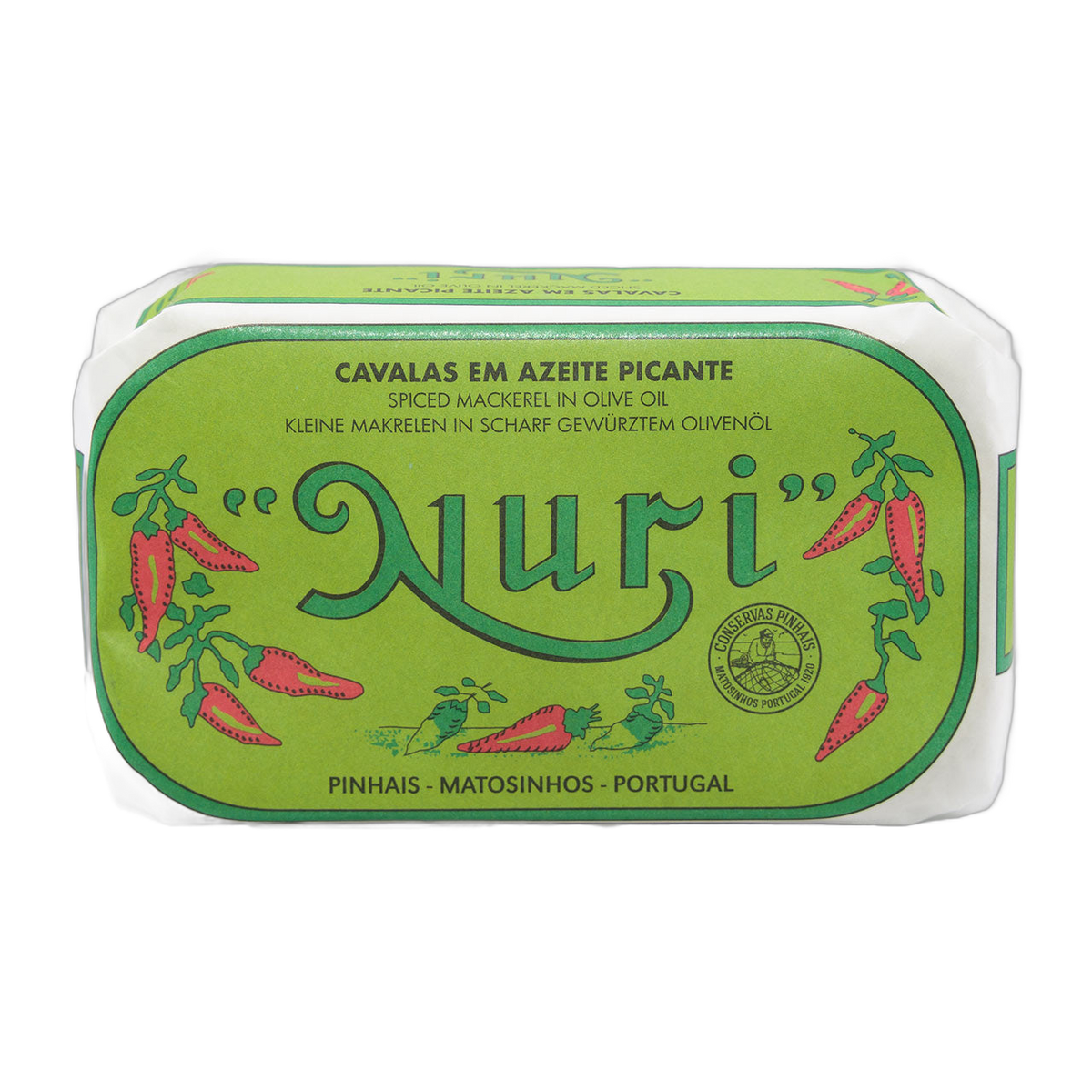 Kleine Makrelen in scharfem Olivenöl von NURI – 125 g Dose