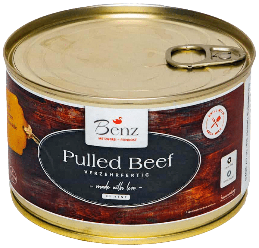 Pulled Beef von Benz Feinkostmanufaktur – 400 g Dose