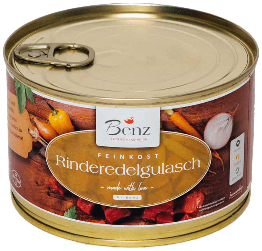 Rinderedelgulasch von Benz Feinkostmanufaktur – 400 g Dose