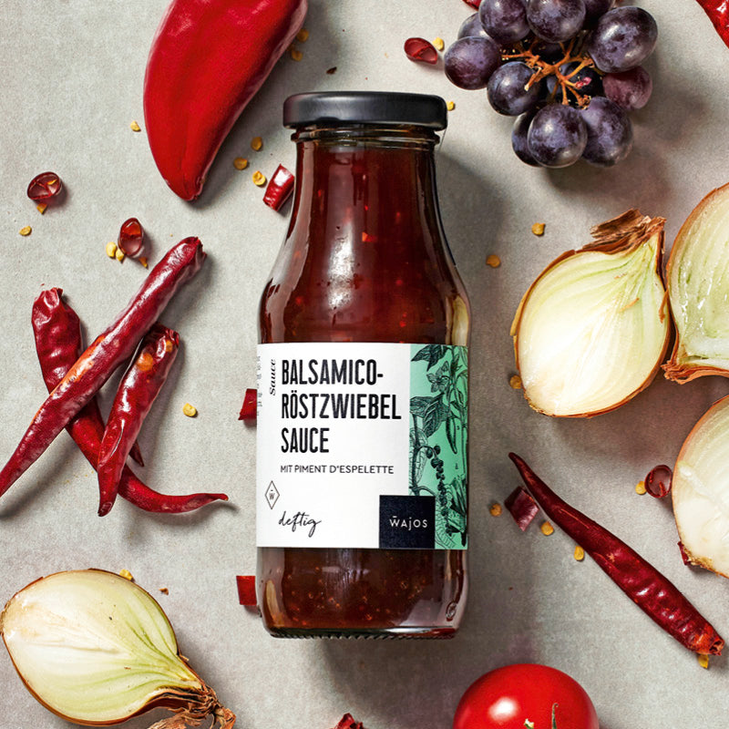 Wajos Balsamico Röstzwiebel Sauce mit Piment d'Espelette