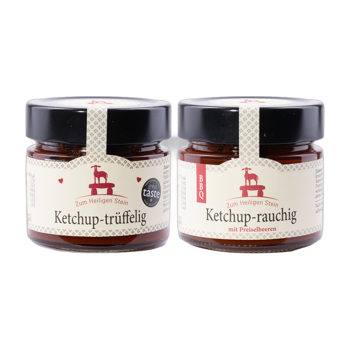 Zum Heiligen Stein Ketchup Set – trüffelig und rauchig, 2 × 200 g